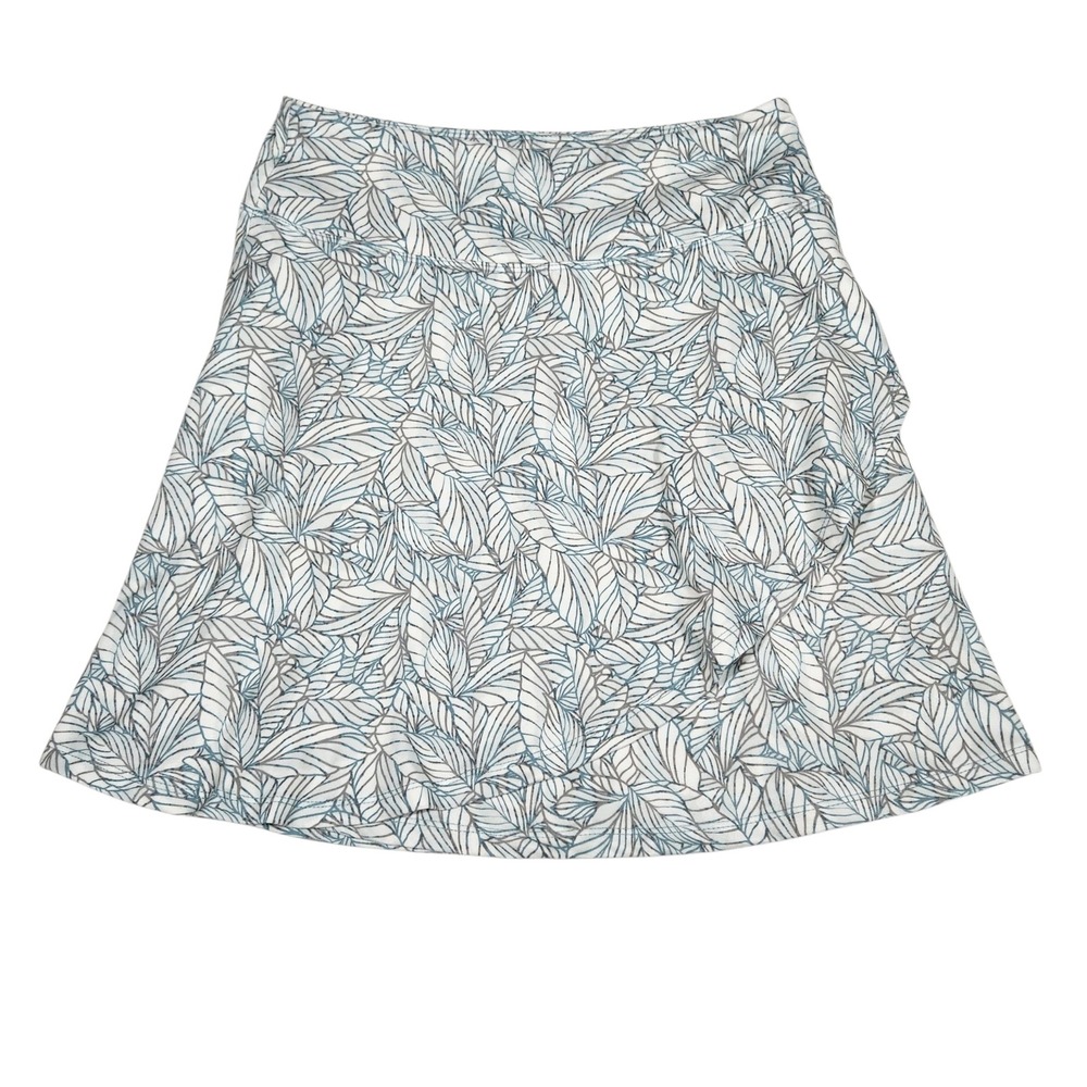 Eddie Bauer Skort Womens‎ S White Blue Leaf Print Polyester Spandex Activewear